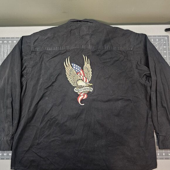 Vintage Harley Davidson Shirt XXL Embroidered Biker 90s Mechanic Racing Retro - Picture 9 of 13